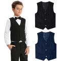Black Vest Boys Dress Suit Kids Blazer Toddler Wedding Formal Piano Performance Waistcoats Children School Party Navy Clothes. 