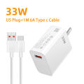 33W USB Charger Quick Charge Travel Wall Charger 6A USB Type C Cable For Redmi K30 K40 Portable Fast Phone Power Adapter.
