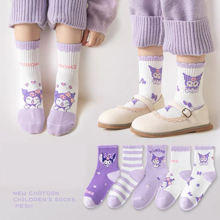 5%20Pairs%20Kuromi%20Kids%20Socks%20Autumn%20Winter%20Cute%20Cartoon%20Crew%20Socks%20for%20Girls%20Kawaii%20Socks%20-%20Image%205