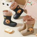 Children's Rain Boots Cartoon Capybara Pattern Rain Shoes For Girls Boys Anti-Slip Elastic Band For Students.