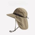 Caps Summer Wide Brim Neck Protection Unisex Bucket Hats Outdoor Visor Quick-drying Panama Sunscreen Tied Fishing Hiking Hat.