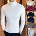 Winter High Neck Thick Warm Sweater Men Turtleneck Brand Mens Sweaters Slim Fit Pullover Men Knitwear Male Double Collar.