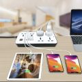GKK Smart Universal Extension Board Multi Power Plug With 6 Power Sockets + 3 USB Ports Plug + 1 Type C For Electronics Mobile Charging Adapter With 1.8 Meter Heavy Duty Copper Wire White, Mobile Extension, USB Extension board, Extension Lead. 