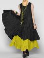 Women Summer Cake Dress Casual Round Neck Sleeveless Fake Two Pieces Gathered Indie Folk Patchwork Loose Maxi Dress Plus Size. 