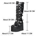 Women Boots Cosplay Ladies High Heel Platform Wedges Women High Boots Gothic Buckle Strap Long Tube Leather Female Boots Plus Si.