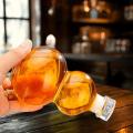 Transparent Gourd Shape High Borosilicate Glass Wine Bottle Heat-resistant Glass Empty Bottle With Lid Milk Tea Bottle Cold Brew. 