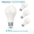 4PCS LED Light Bulbs 220V 3W 6W 9W 12W 15W 20W LED Bulb Energy Saving LED Bulbs E27 E14 B22 Standard Base Lighting. 