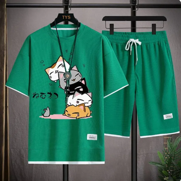 2024%20Men's%20Summer%20Waffle%20Set%20Brand%20Fashion%20Casual%20T-shirt+Shorts%20Set%20Men's%20Sports%20Set%20Loose%20ComfortableSlo%20Two-piece%20Set%20-%20Image%205