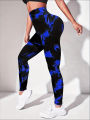 Scrunch Butt Lifting Leggings For Women High Waisted Tie Dye Fragmented Flower Workout Seamless Yoga Pants Peach Lift Tights. 