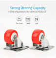 4Pcs/lot 1-2inch Furniture Caster PVC Red Universal Wheel Swivel Caster Roller Wheel For Platform Trolley Accessory. 