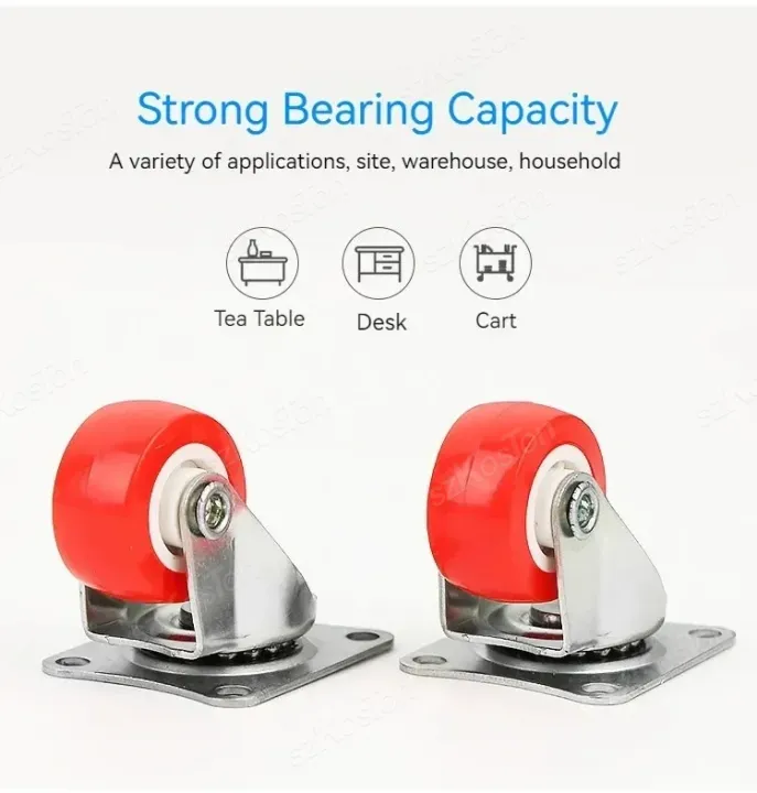 4Pcs/lot%201-2inch%20Furniture%20Caster%20PVC%20Red%20Universal%20Wheel%20Swivel%20Caster%20Roller%20Wheel%20For%20Platform%20Trolley%20Accessory%20-%20Image%204