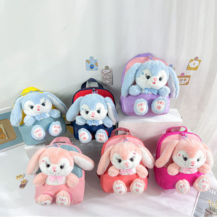 Plush%203D%20Rabbit%20Backpack%20for%20Boys%20Girls%20Kids%20Children%20SchoolBag%20Cute%20Bow%20Tie%20Cartoon%20School%20Bags%20Kindergarten%20Preschool%20Baby%20Bag%20-%20Image%203