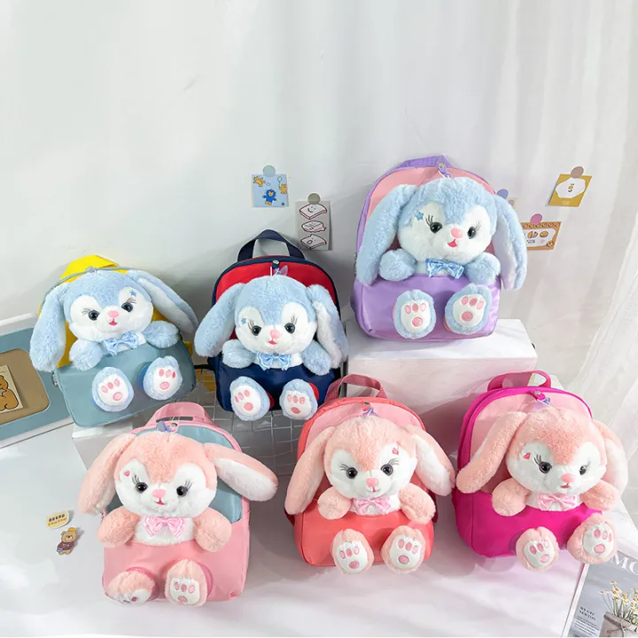 Plush%203D%20Rabbit%20Backpack%20for%20Boys%20Girls%20Kids%20Children%20SchoolBag%20Cute%20Bow%20Tie%20Cartoon%20School%20Bags%20Kindergarten%20Preschool%20Baby%20Bag%20-%20Image%203