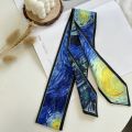 Oil Painting Printed Long Hairband Skinny Neck Scarfs Women Headbands Fashion Hair Scarves Wrist Ribbon Bag Scarf For Women. 
