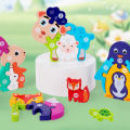 Wooden Animal Parent-Child Drawing Board 3D Puzzles Double-Sided Digital Puzzles Children's Cartoon Early Education Toys . 