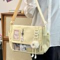 Y2K Japanese Harajuku School Bags for Teenage Girls New 2024 Transparent Itabag Crossbody Bag DIY Badges Display Plate Ita Bag. 