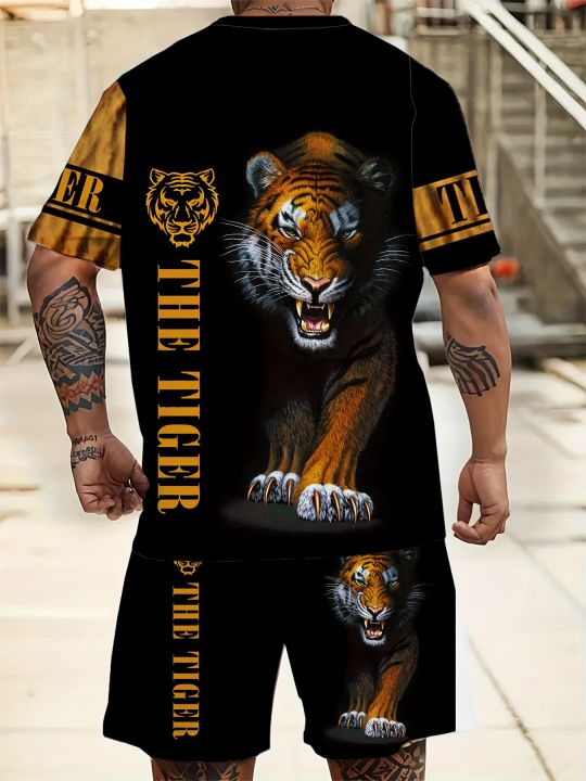 Summer%20men's%20casual%20round%20neck%20breathable%20T-shirt%20shorts%20set%20cool%20tiger%20pattern%20summer%20outdoor%20plus%20size%20two-piece%20set%20-%20Image%203
