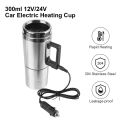 Vehicle Heating Cup Camping Travel Kettle Electric Heating Car Kettle Stainless Steel 12V/24V 300ml Auto Accessories.
