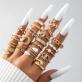 Vintage Elegant 66 Piece Fashion Ring Set Gold Color Pearl Geometric Rings Design for Women Daily Party Wear Jewelry Gifts 2024.