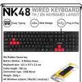Nubwo NK 48 keyboard computer USB head with rubber button cable waterproof keyboard.. 