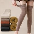 1/2Pairs Winter Knee High Leg Cover Windproof Warm Sweat Absorb Long Leg Warmers Thermal Anti-Cold Thigh High Knitted Stockings. 