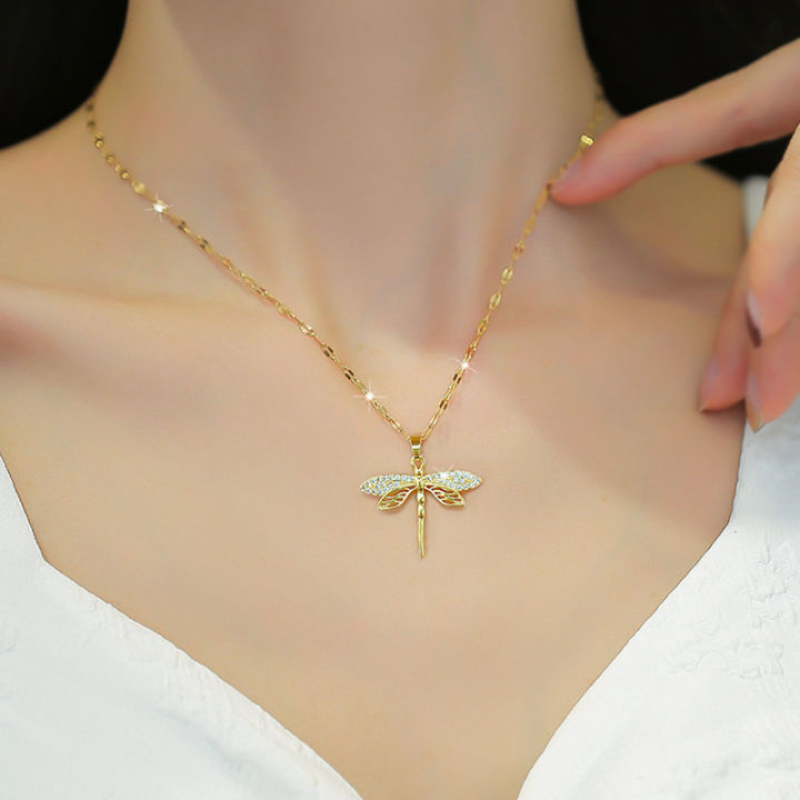 DIEYURO%20316L%20Stainless%20Steel%20Personality%20Dragonfly%20Pendant%20Necklace%20For%20Women%20Fashion%20Girls%20Clavicle%20Chain%20Party%20Jewelry%20Gifts%20-%20Image%202