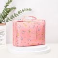 Travel Makeup Bag For Girls Large Cosmetic Organizer Waterproof Makeup Pouch Light Pink AOP Design. 