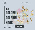 Golden Dolphin Hook Jewelry Making Accessories - Lobster Clasps Claw Hooks for Necklace and Bracelet - 7x12mm.