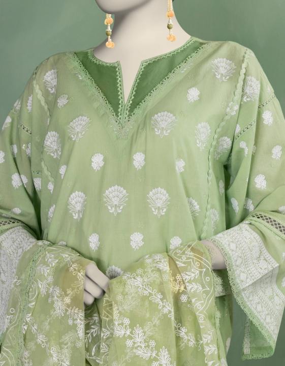 Junaid Jamshed Green Lawn Embroidered Unstitched 3 Piece Suit For Women And Girls - Designcode: Jlawn-S-25-911 Wirsa-3