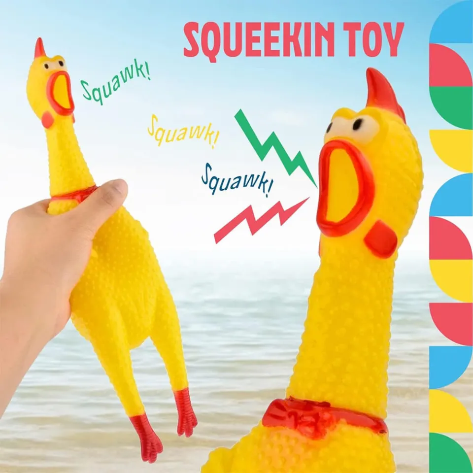 Screaming Chicken Toy Yellow Rubber Squaking Chicken Toy Novelty