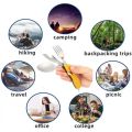 Stainless Steel cutlery 4 In 1 Outdoor Picnic Tableware Foldable Knife Fork Spoon Bottle Opener Folding Pocket Cutlery Set. 