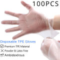 100PcsTPE Disposable Gloves Latex Free Transparent Waterproof Gloves DIY Hair Dyeing Household Kitchen Cleaning Tool. 