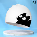 Cute Cat Swimming Cap For Long Hair Ears Protect Children Kids Waterproof Elastic Silicone Swim Pool Cap Bathing Caps Diving Hat.