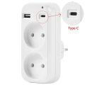 EU Plug Conversion 2 Socket Plug Multifunctional Socket Portable with USB Type-C Port German Spain French Russian Power Adapter. 