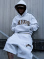 Y2K Trendy High-Quality Cross-Border Leopard Embroidered Casual Sports Men's and Women's Hooded Sweatshirt Pants. 
