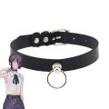 Anime Chainsaw Man Reze Cosplay Choker PU Necklace Punk Leather Collar Pull Ring Chain Unisex Party Props. 
