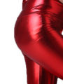 New PU Imitation Leather High-waisted Zipper Leggings Female Imitation Leather Wearing Red Small Feet Slim Nine-point Pants.