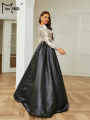 Missord Black Round Neck Long Sleeved A Line Evening Gown Formal Floor Length Occasion Graduation High Quality Luxury Dress. 