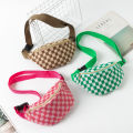 Checkered Waist Bag, Adjustable Belt Storage Bag, Small Crossbody Bag, Portable Travel Makeup Bag, Cute Plaid Pattern Makeup Bag. 