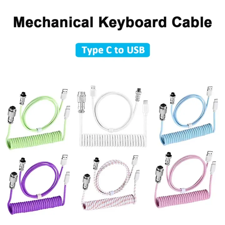 Keyboard Socket Color 7 Colors USB Type C Mechanical Keyboard Coiled Cable USB Mechanical ...