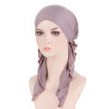 Solid Color Muslim Fashion Hijabs Turban Bonnet Long Tail Head Wraps Elastic Hijab Hats Breathable Chemo Cap For Women Girls. 