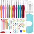 KRABALL Knit Crochet Hook Kit Knitting Needles Set With Bag,Steel Large Eye Blunt Needle,Markers,DIY Hand Sewing Accessories. 