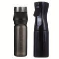 2-Pack Plastic Refillable Continuous Spray Bottles with Root Comb Applicator - Fine Mist Sprayer for Hairstyling Hair Dye Bottle. 