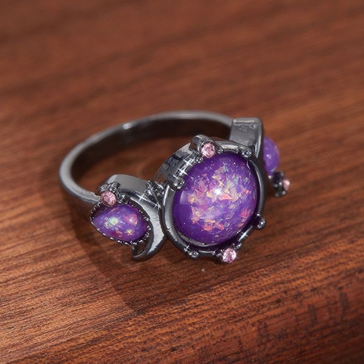 Fashion%20Female%20Round%20Purple%20Imitation%20Fire%20Opal%20Black%20Rings%20for%20Women%20Bridal%20Accessories%20High%20Quality%20Vintage%20Jewelry%20%20-%20Image%203