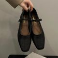 Mary Jane Single Shoes Thick Heel Shoes Elegant Classic Retro Square Toe Comfortable Soft Shallow Cut Low Heel Women's Shoes. 