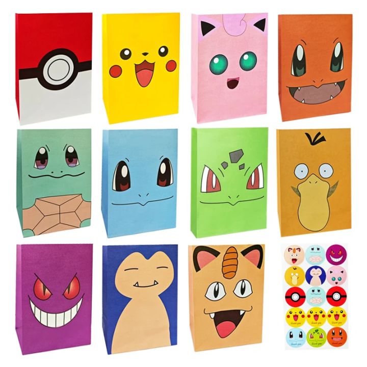 Pokemon Packing Bag Birthday Theme  Bag Pikachu Party Candy Snack  Bag Charmander Squirtle Children's Toy 