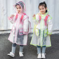 EVA Transparent Children Raincoat Girls Whole Body Waterproof Boys Kindergarten Pupils Poncho With Schoolbag Space.