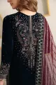 3Piece Embroidered Velvet unstitched suit. 