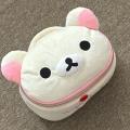 New Cute Rilakkuma Bear Girl Plush Elliptical Stereoscopic Makeup Bag Portable Storage Bag Cute Cartoon Easy Bear Bear Storage W. 