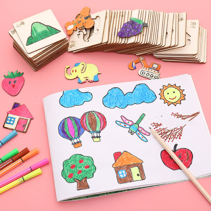 20pcs%20Montessori%20Kids%20Drawing%20Toys%20Wooden%20DIY%20Painting%20Stencils%20Set%20Craft%20Toy%20Coloring%20Puzzle%20Educational%20Toys%20For%20Children%20%20-%20Image%202